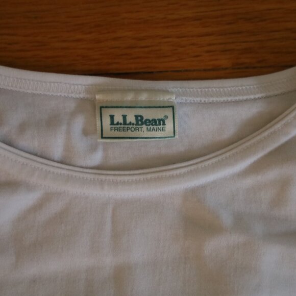 L.L. Bean Basics Set of 2 Womens Long Sleeves Size LP and L Gray and White - Picture 3 of 3